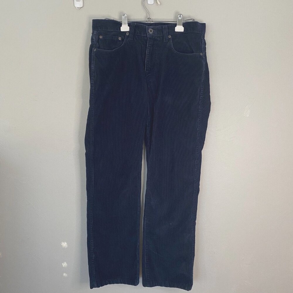 L L Bean Navy Corduroy Standard Fit Mens Pants 32 X 32 5 pocket Retro Preppy